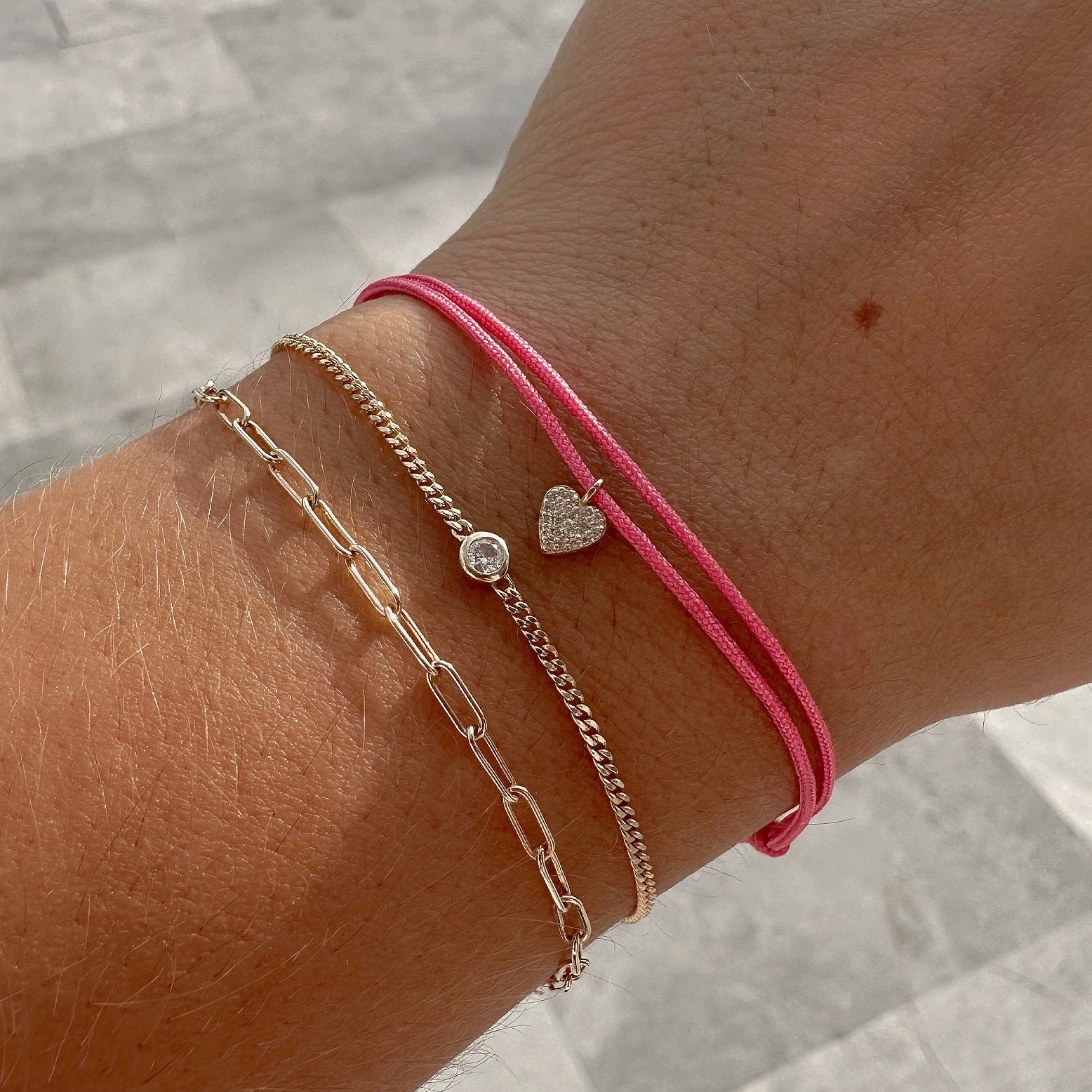 Diamond Heart on a String  Bracelet